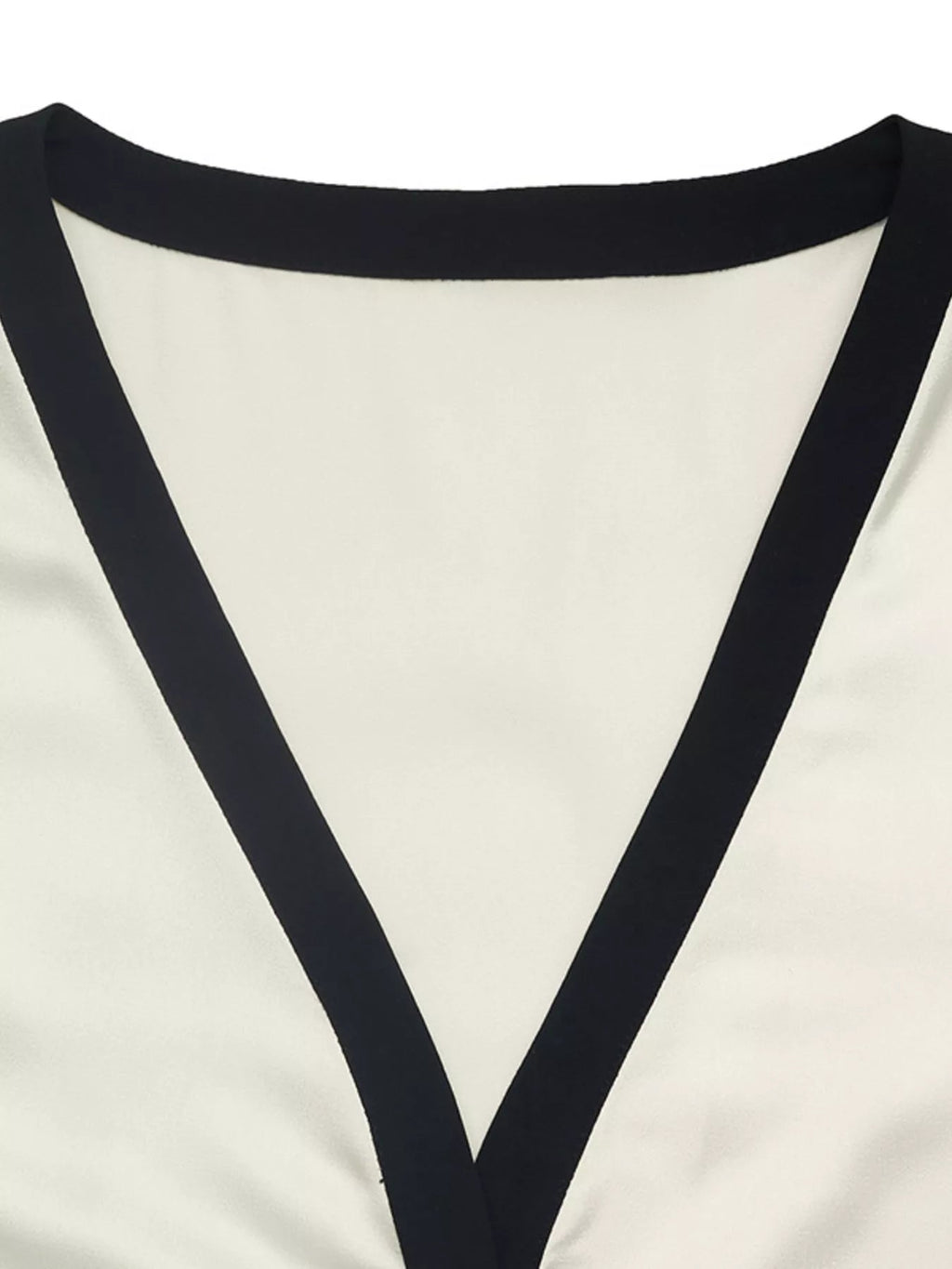 Contrast Trim V-Neck Blouse - RichDrip