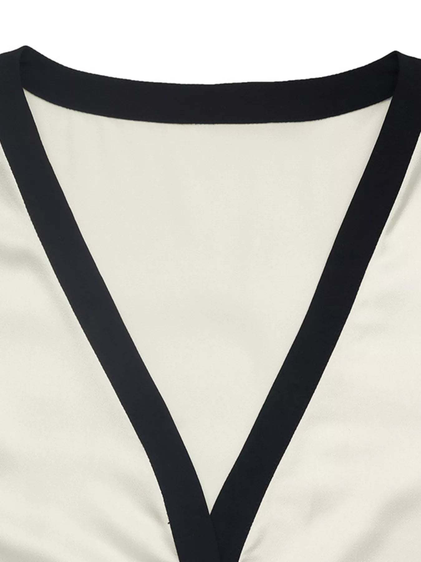 Contrast Trim V-Neck Blouse - RichDrip