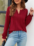 Notched Ruffle Cuff Blouse - RichDrip