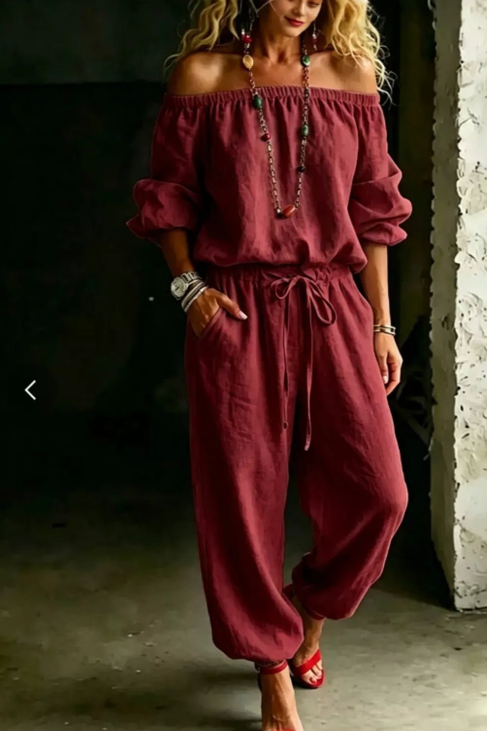Off-Shoulder Top & Pants Set – Plus Size - RichDrip