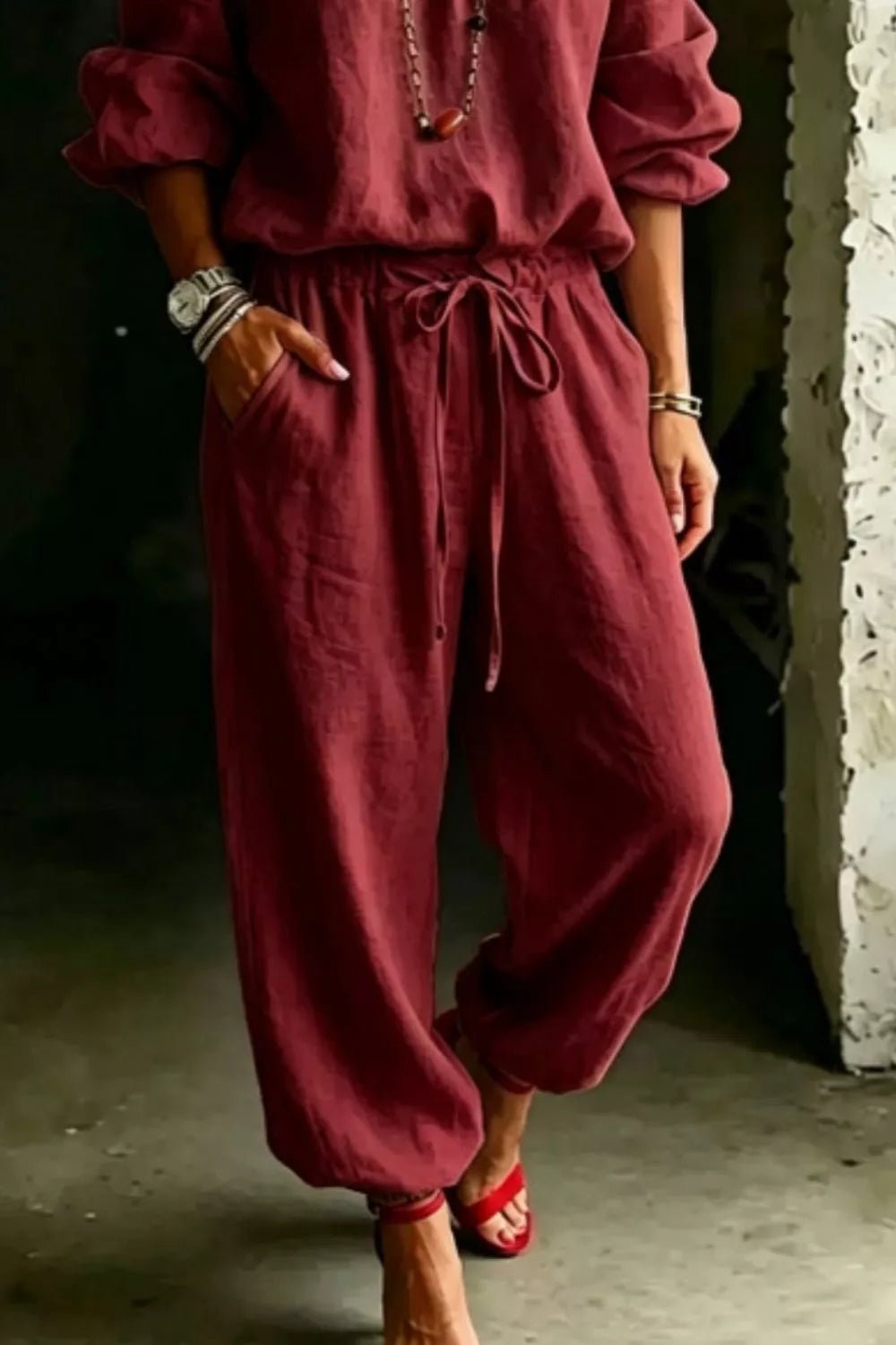 Off-Shoulder Top & Pants Set – Plus Size - RichDrip