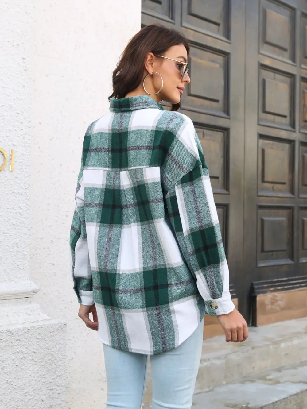 Plaid Button Up Collared Long Sleeve Shirt - RichDrip