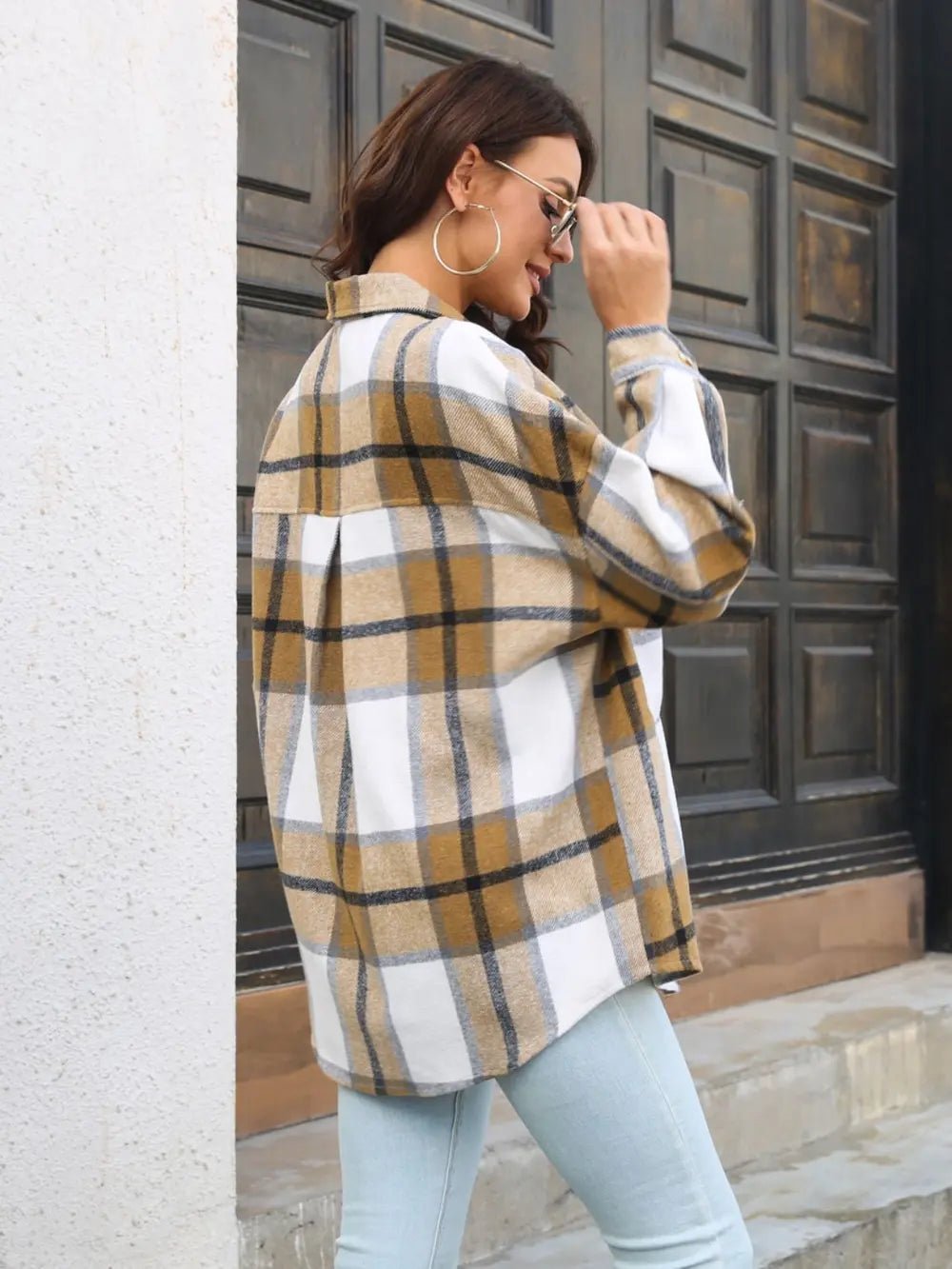 Plaid Button Up Collared Long Sleeve Shirt - RichDrip