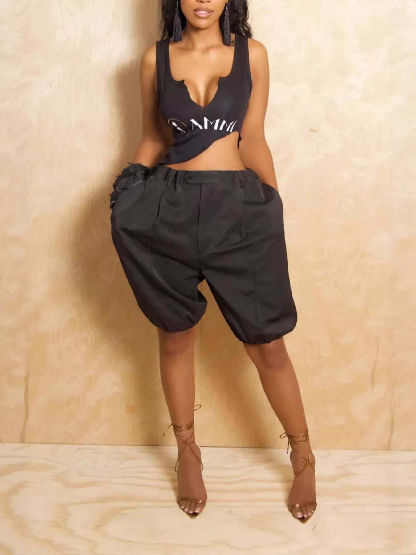 Pleated High Waist Shorts - RichDrip