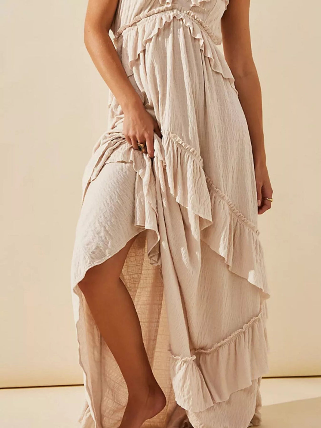 Ruffled Halter Neck Maxi Dress - RichDrip
