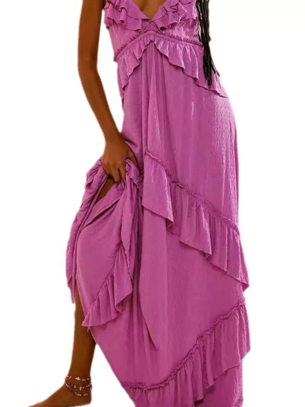 Ruffled Halter Neck Maxi Dress - RichDrip