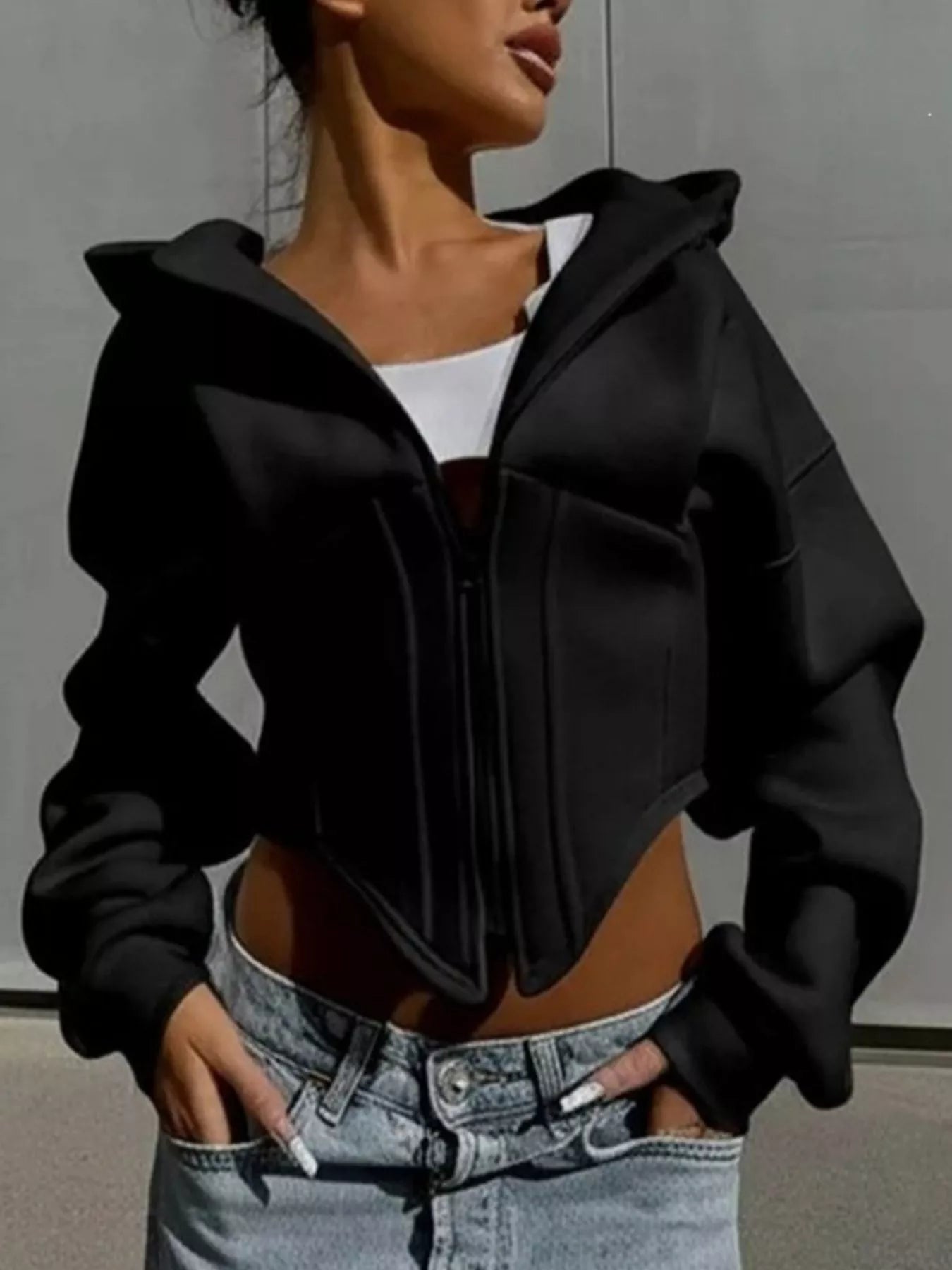Zip-Up Cropped Hoodie - RichDrip