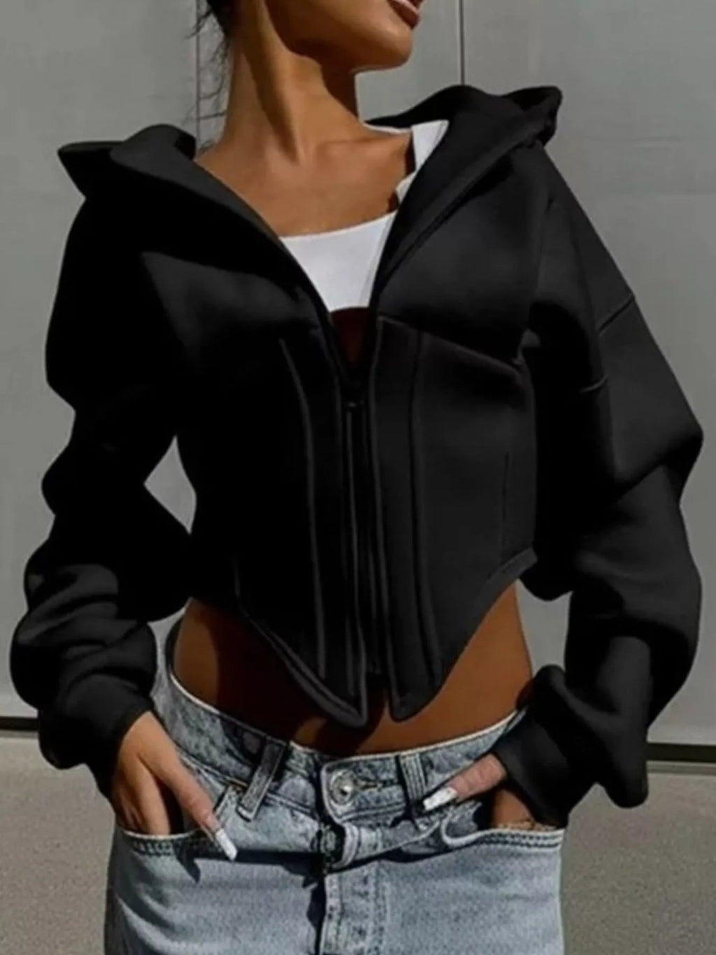 Zip-Up Cropped Hoodie - RichDrip